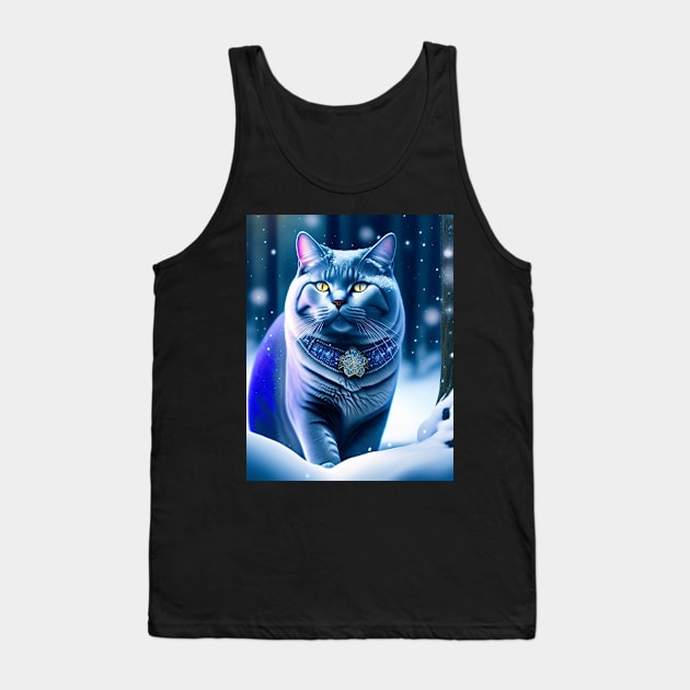 Mystical Feline: British Shorthair Cat Captivates with Its Magical Charm Tank Top by Enchanted Reverie
